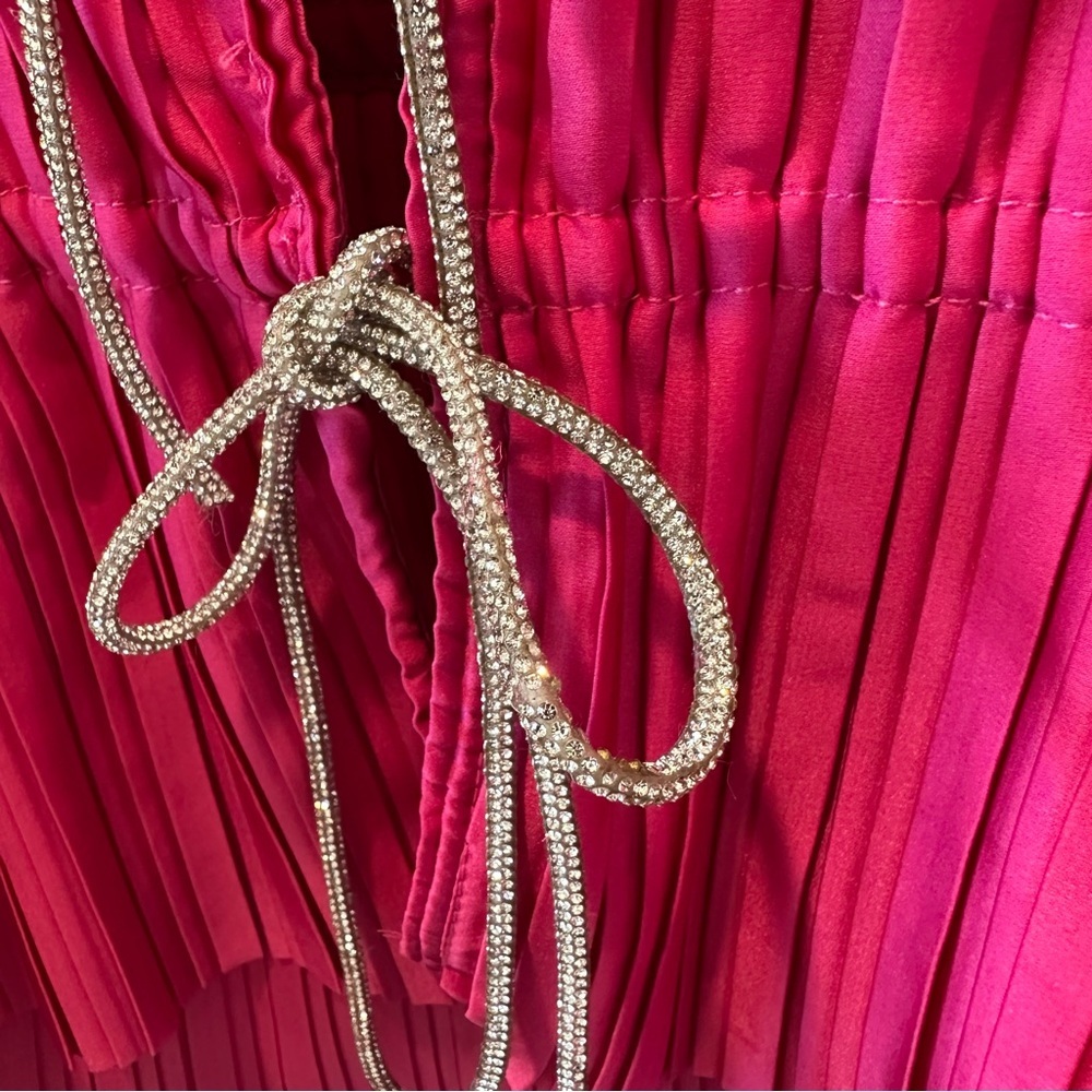 WAYF Payton Pink Tie Front Top Long Sleeve Blouse Women's Cardigan Rhinestone - Picture 12 of 16